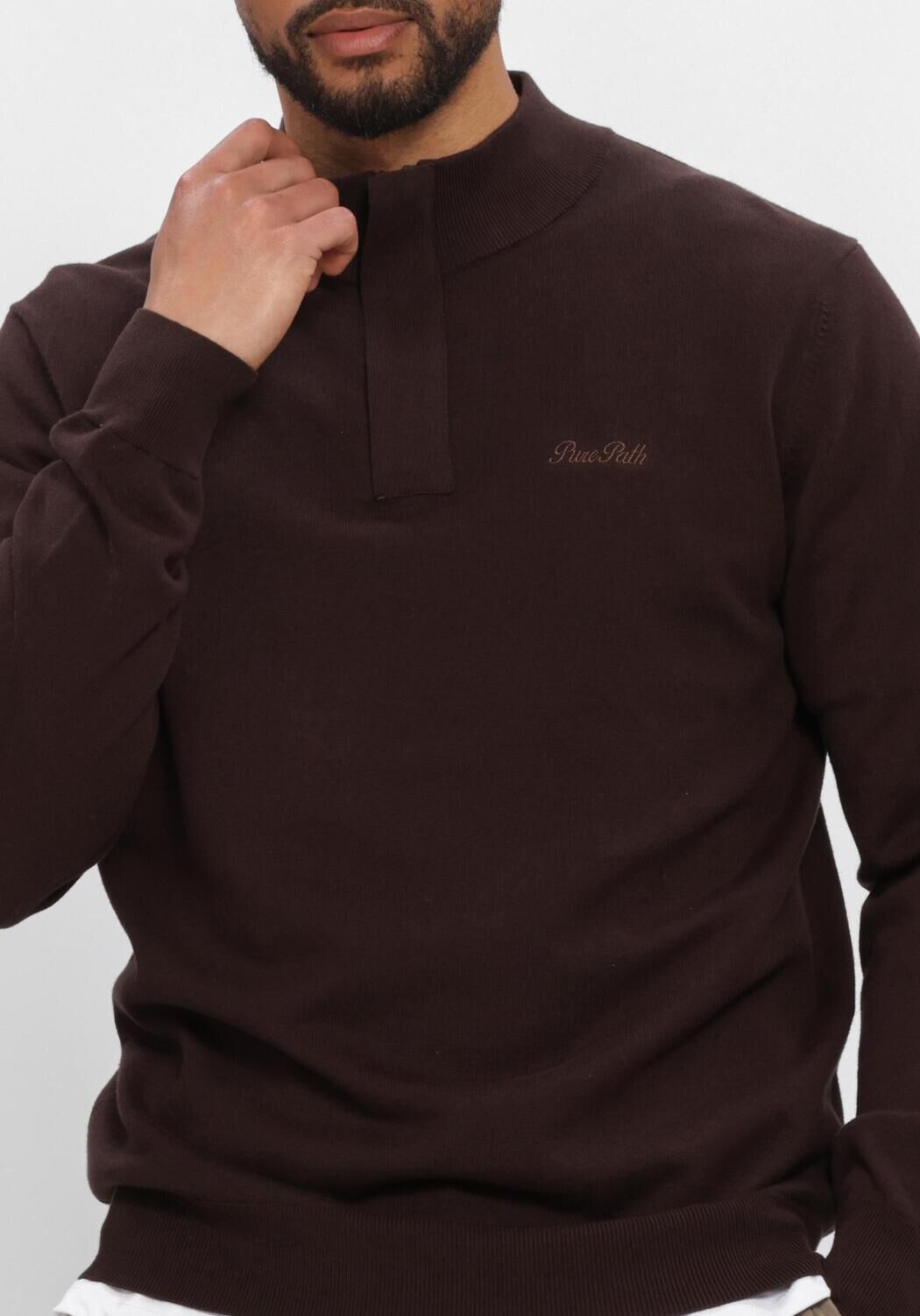 PURE PATH Pull LIGHT WEIGHT HIDDEN HALF-ZIP en marron - large