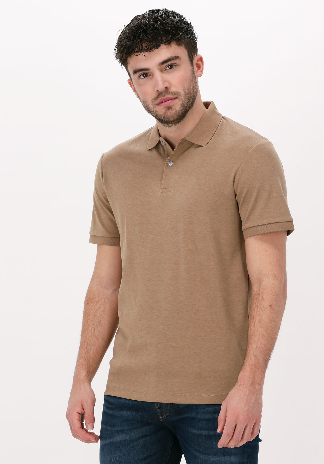SELECTED HOMME Polo SLHPARIS SS POLO B NOOS en camel Omoda