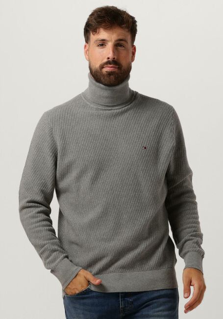 TOMMY HILFIGER Col roulé RECTANGULAR STRUCTURE ROLL NK en gris - large