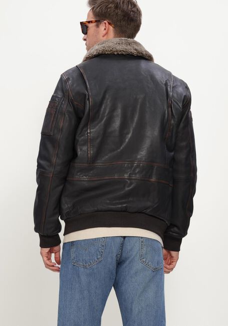 PME LEGEND Veste en cuir SHORT JACKET SNOWPROP RUBBED & SHADED SHEEP en marron - large
