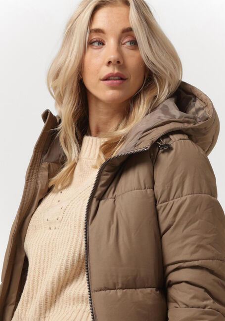 Bruine OBJECT Gewatteerde jas HANNA L/S LONG JACKET - large