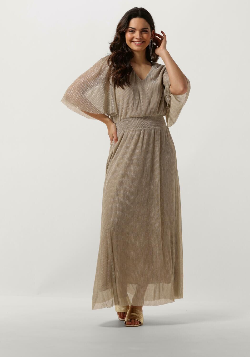 Beige MINUS Maxi jurk MAVENA V NECK MAXI DRESS Omoda