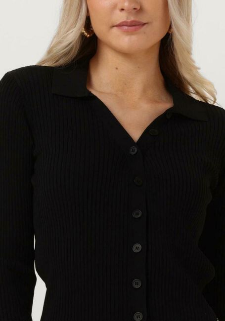 COLOURFUL REBEL NORI FINE KNIT CROPPED LONGSLEEVE POLO Hauts & T-shirts en noir - large