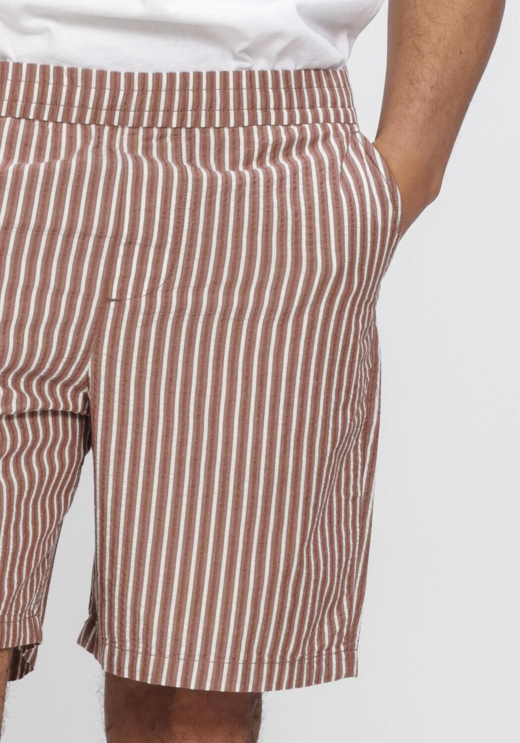 SELECTED MEN Pantalon courte SLHREGSTUART SEERSUCKER  SHORTS en beige - large