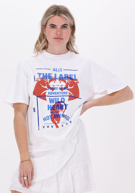 ALIX THE LABEL T-shirt KNITTED PASTEL PANTER T-SHIRT en blanc - large