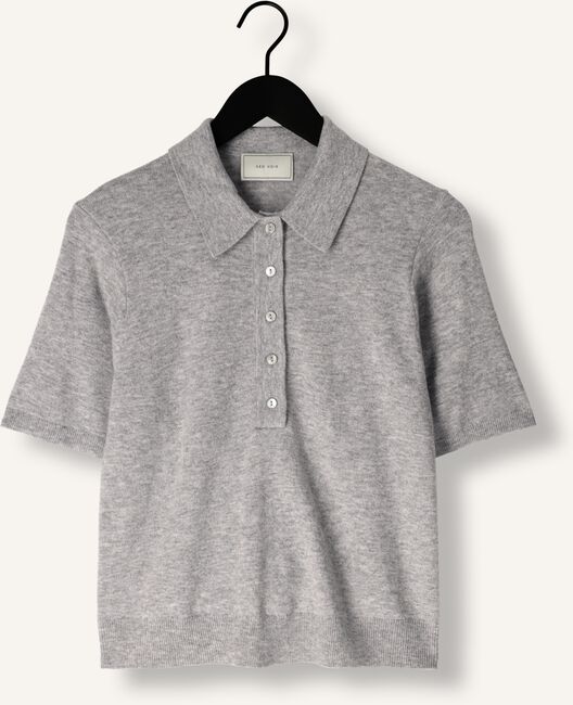 Grijze NEO NOIR T-shirt GRACIE KNIT POLO TEE Grijze NEO NOIR T-shirt GRACIE KNIT POLO TEE - large