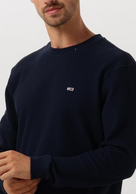 Donkerblauwe TOMMY JEANS Trui TJM REG WAFFLE L/S TEE - large
