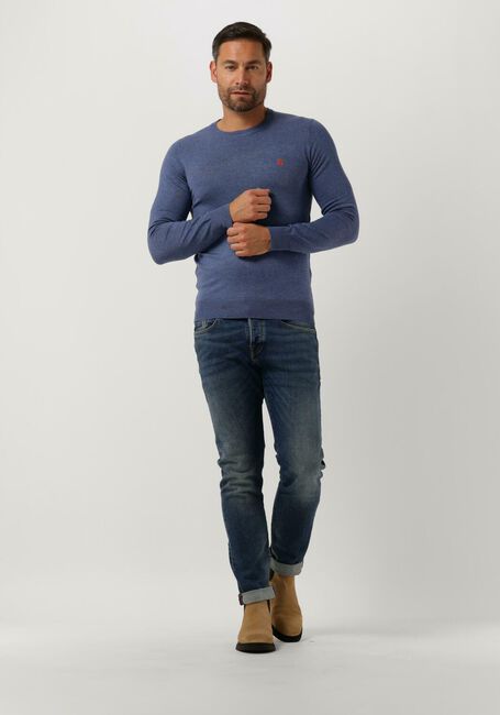 SCOTCH & SODA Pull ESSENTIALS - ECOVERO VISCOSE-BLEND LOGO CREWNECK PULLOVER en bleu - large