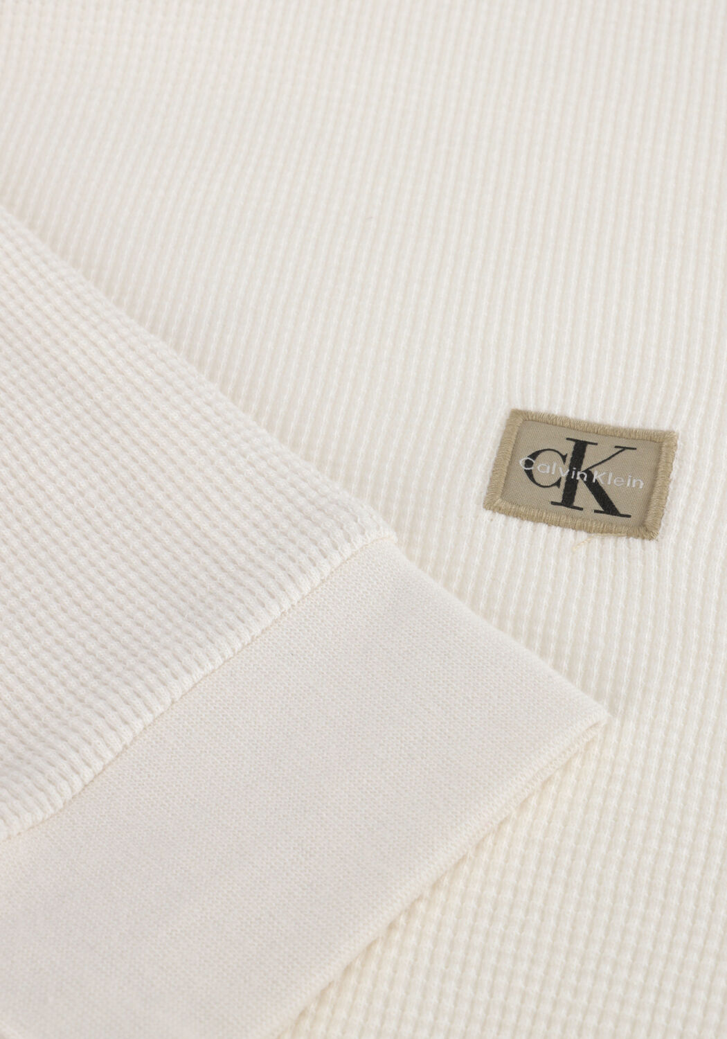 Ecru CALVIN KLEIN Trui LS WAFFLE BADGE CREWNK TEE - large