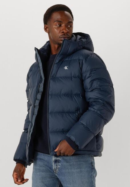 CALVIN KLEIN Veste matelassé LS NYLON ZIP OFF HOOD DOWN PURRFER en bleu - large