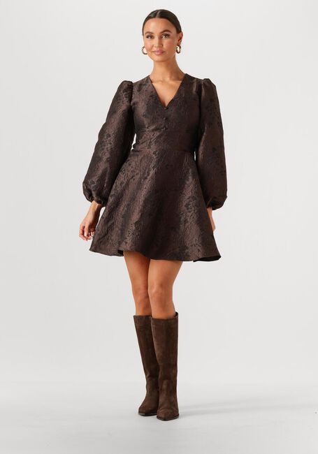 Bruine NEO NOIR Mini jurk MILLY BROCADE DRESS - large