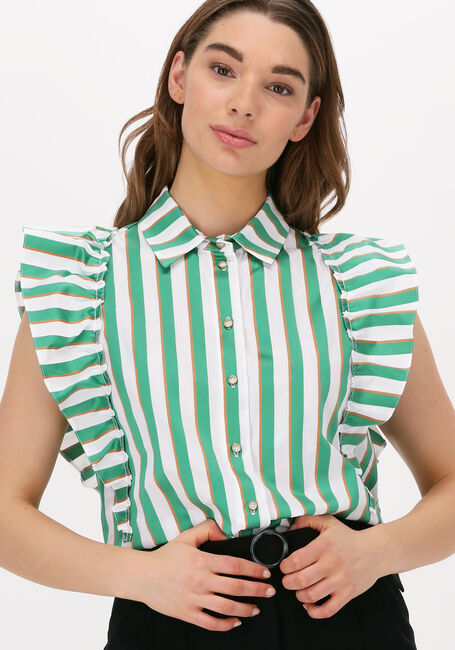Groene ACCESS  STRIPED SHIRT WITH RUFFLE SLEEVES - large
