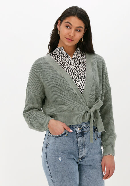 SIMPLE Gilet KNITTED CARDIGAN ROSEY ES en vert - large