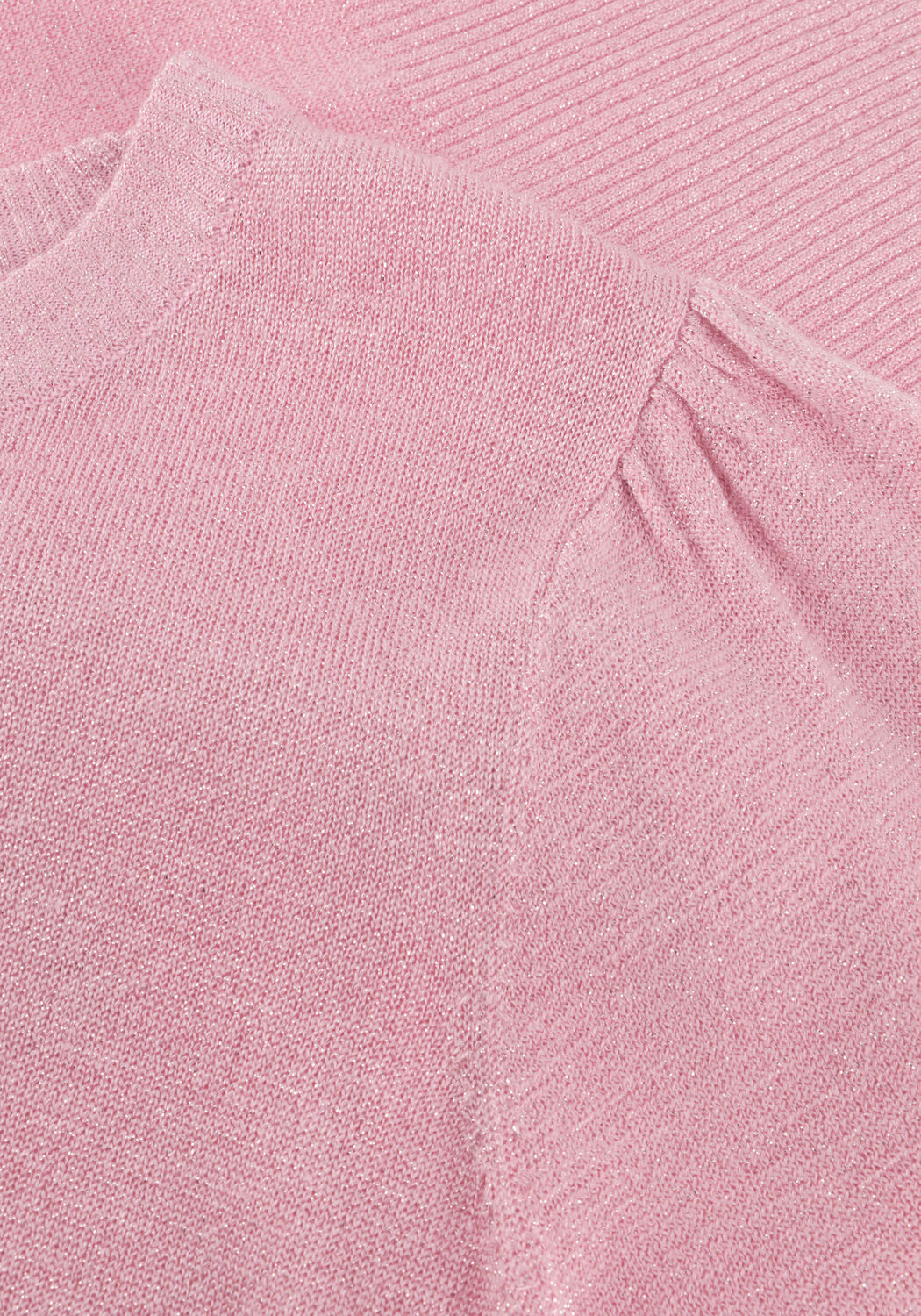 MINUS Pull MSLIVA PUFF SLEEVE METALLIC KNIT PULLOVER en rose - large