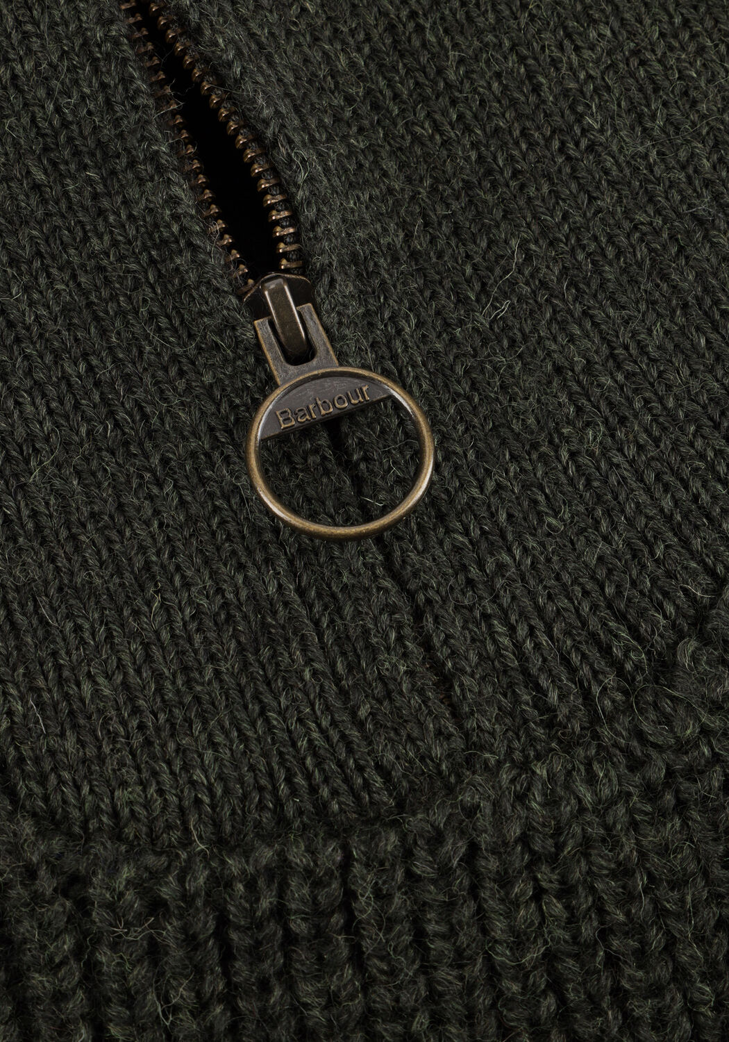 BARBOUR Pull NEW TYNE HALF ZIP KNITTED JUMPER Vert fonc&eacute; - large