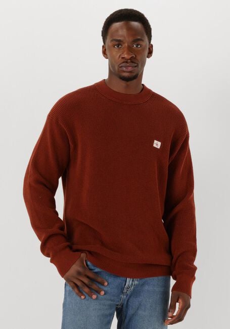 CALVIN KLEIN Pull LS EZ COTTON WAFFLE CREWNK SWTR 9 en rouge - large