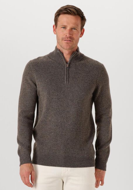 Grijze PROFUOMO Trui PULLOVER HALF ZIP WOOL BLEND - large