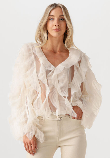 Ecru DANTE6  PHORA TULLE RUFFLED TOP - large