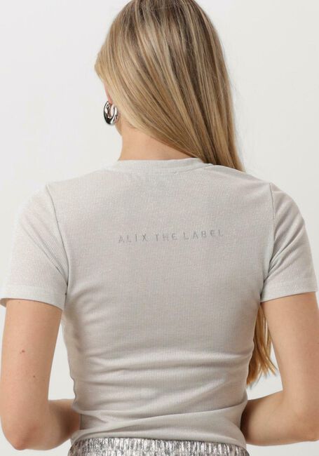 Witte ALIX THE LABEL T-shirt LADIES KNITTED LUREX RIB T-SHIRT - large