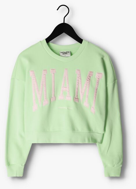 Lime COLOURFUL REBEL Trui MIAMI PATCH CROPPED SWEAT - large