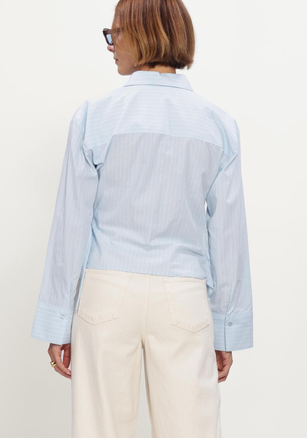 Lichtblauwe MY ESSENTIAL WARDROBE Top MWBELLA BELT SHIRT - large