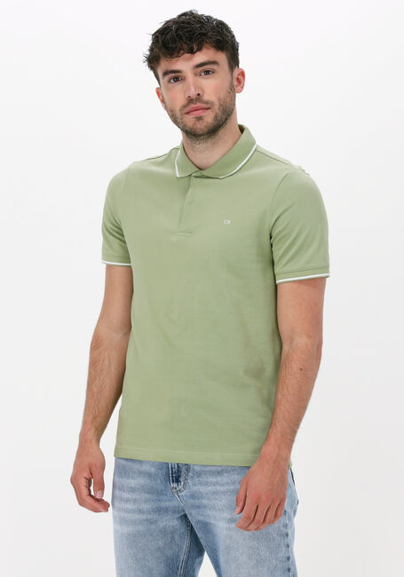 Groene CALVIN KLEIN Polo STRETCH PIQUE TIPPING SLIM POLO - large
