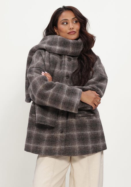 OBJECT Manteau OBJMAISE L/S LO SCARF JACKET NOOS Gris fonc&eacute; - large
