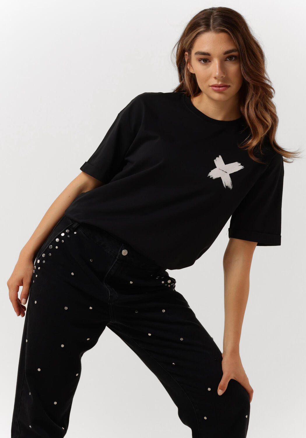 Zwarte ALIX THE LABEL T shirt LADIES KNITTED X T SHIRT Omoda