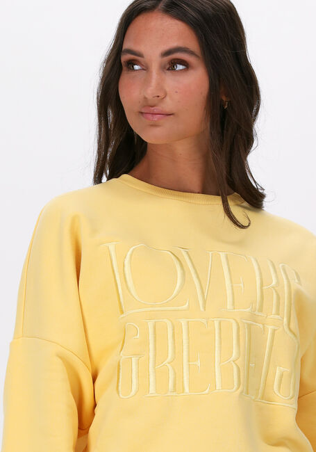 COLOURFUL REBEL Chandail LOVERS EMBRO DROPPED SHOULDER SWEAT en jaune - large