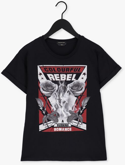 Zwarte COLOURFUL REBEL T-shirt BURNING ROSES BOXY TEE - large