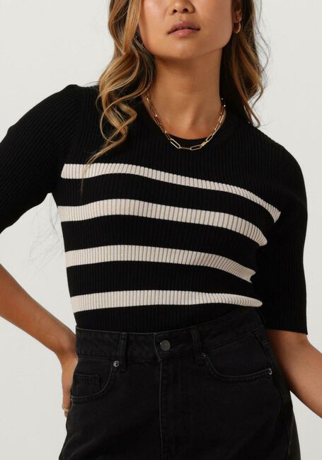 CO'COUTURE T-shirt BADOE STRIP MIDI SLEEVE KNIT en noir - large