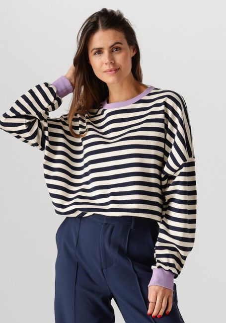 COLOURFUL REBEL Pull STRIPE CONTRAST DROPPED SHOULDER SWEAT en blanc - large