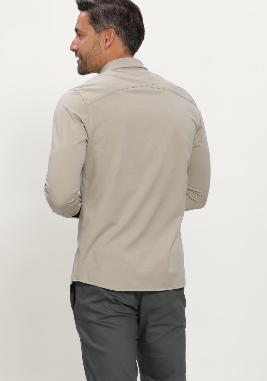 Beige CAST IRON Klassiek overhemd LONG SLEEVE SHIRT TWILL JERSEY - large