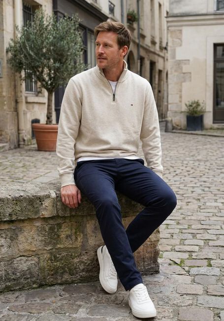 Ecru TOMMY HILFIGER Trui ESSENTIAL FLEECE 1/4 ZIP - large