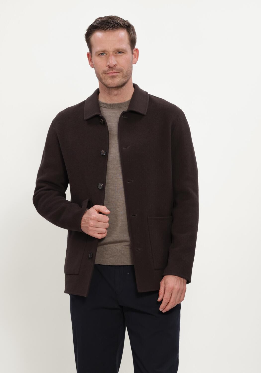 PROFUOMO Surchemise OVERSHIRT WO BASIC en marron - large