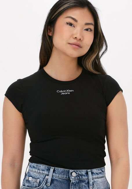 CALVIN KLEIN T-shirt STACKED LOGO TIGHT TEE en noir - large