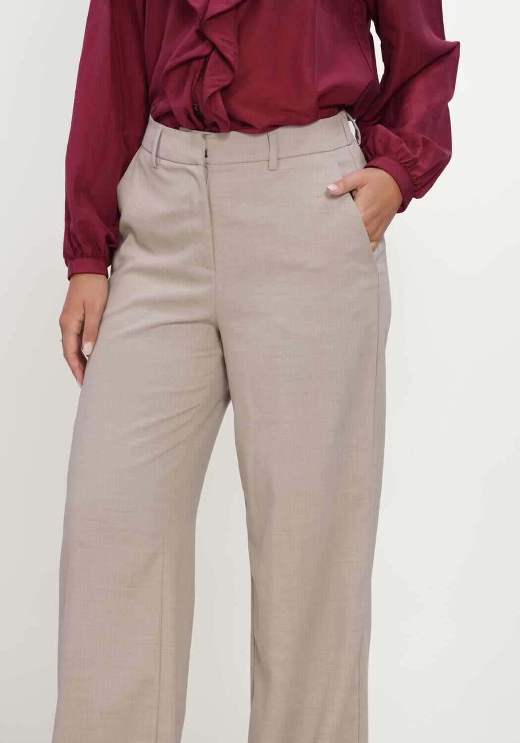 MSCH COPENHAGEN Pantalon large MSCHMARCELI HW PANTS LONG en beige - large