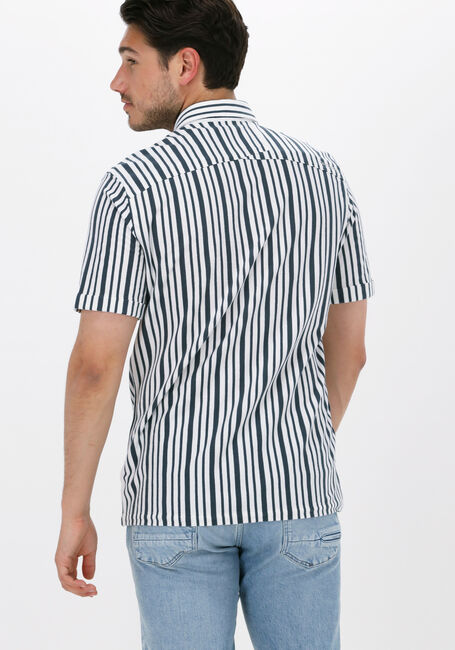Gebroken wit CAST IRON Casual overhemd SHORT SLEEVE SHIRT KNITTED STRIPE WITH STRUCTURE - large