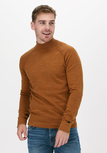 CAST IRON Pull MOCK NECK SLIM FIT COTTON HEAT en cognac - large