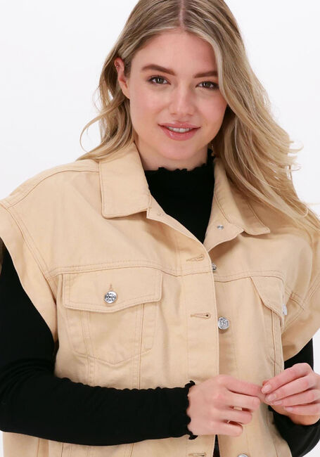 Beige NA-KD Gilet OVERSIZED DENIM VEST - large