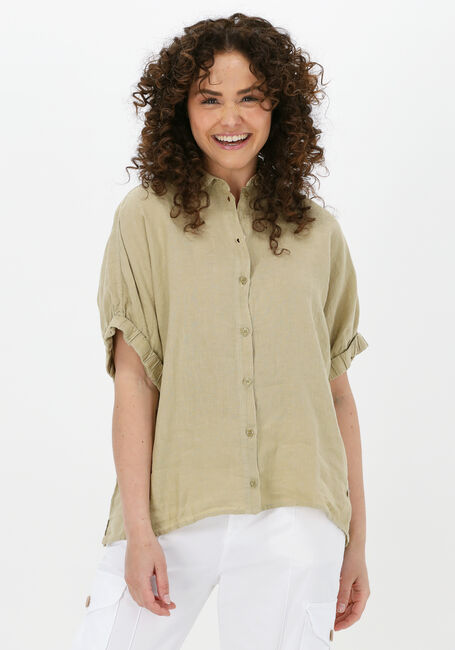 Olijf MOS MOSH  AVEN SS LINEN SHIRT - large