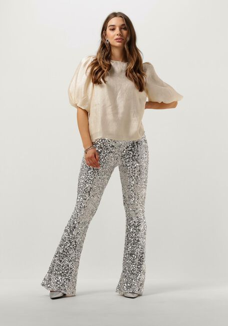 JOSH V Pantalon évasé FLORA en argent - large