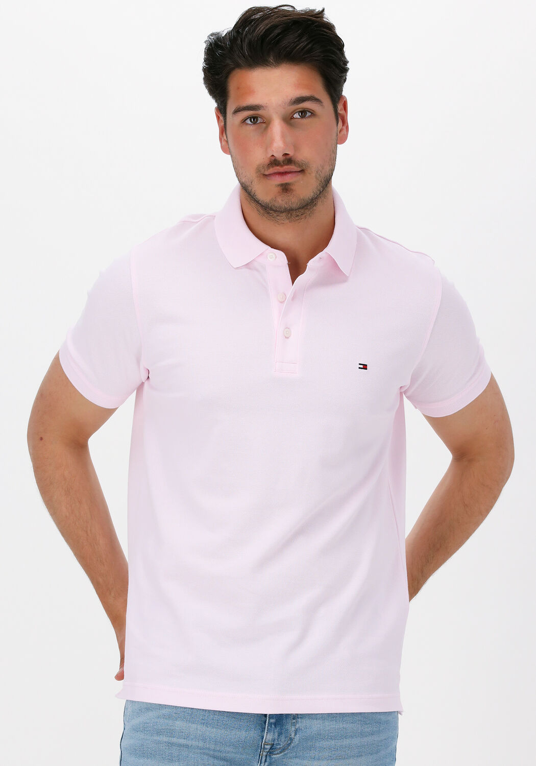 lichtroze tommy hilfiger polo 1985 slim polo