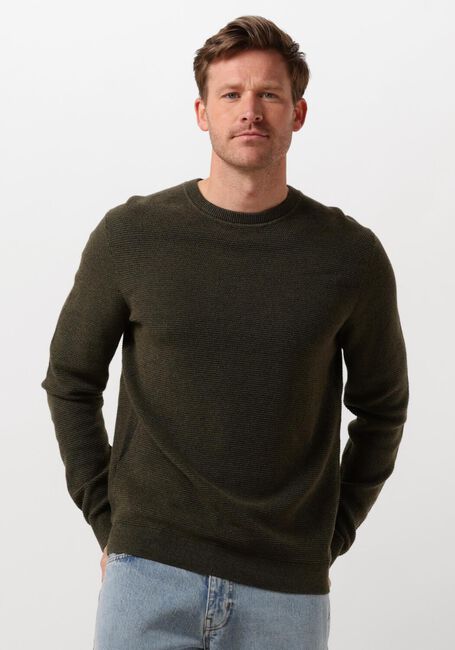 SELECTED HOMME Pull SLHROSS LS KNIT STRUCTURE CREW NECK NOOS en vert - large