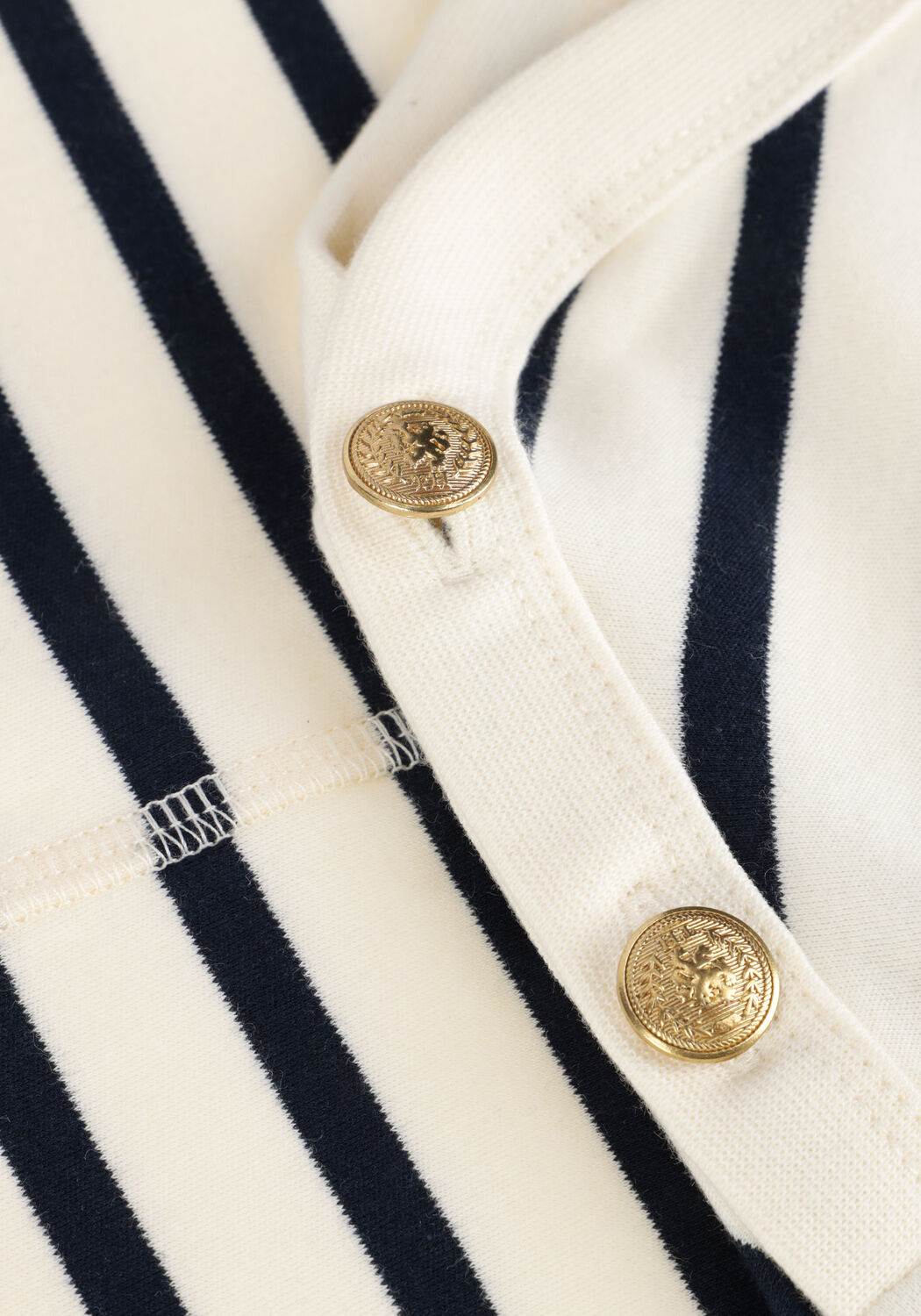 TOMMY HILFIGER T-shirt REG STRIPE GOLD BTN C-NK SS &Eacute;cru - large