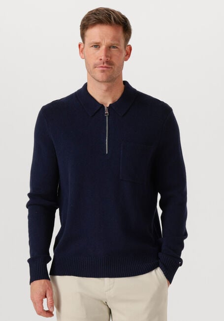 TOMMY HILFIGER Pull LAMBSWOOL ZIP POLO Bleu foncé - large