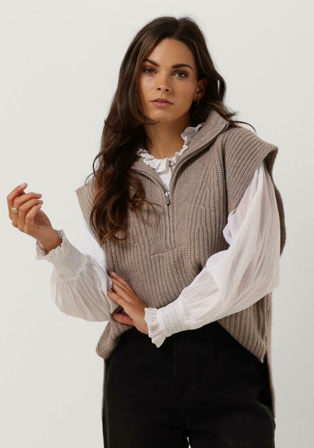 CO'COUTURE Spencer ROW ZIP VEST KNIT en taupe - large