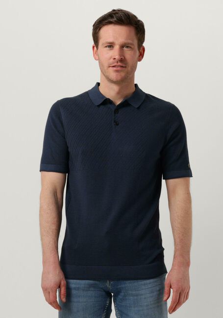 Donkerblauwe CAST IRON Polo SHORT SLEEVE POLO COTTON MODAL - large