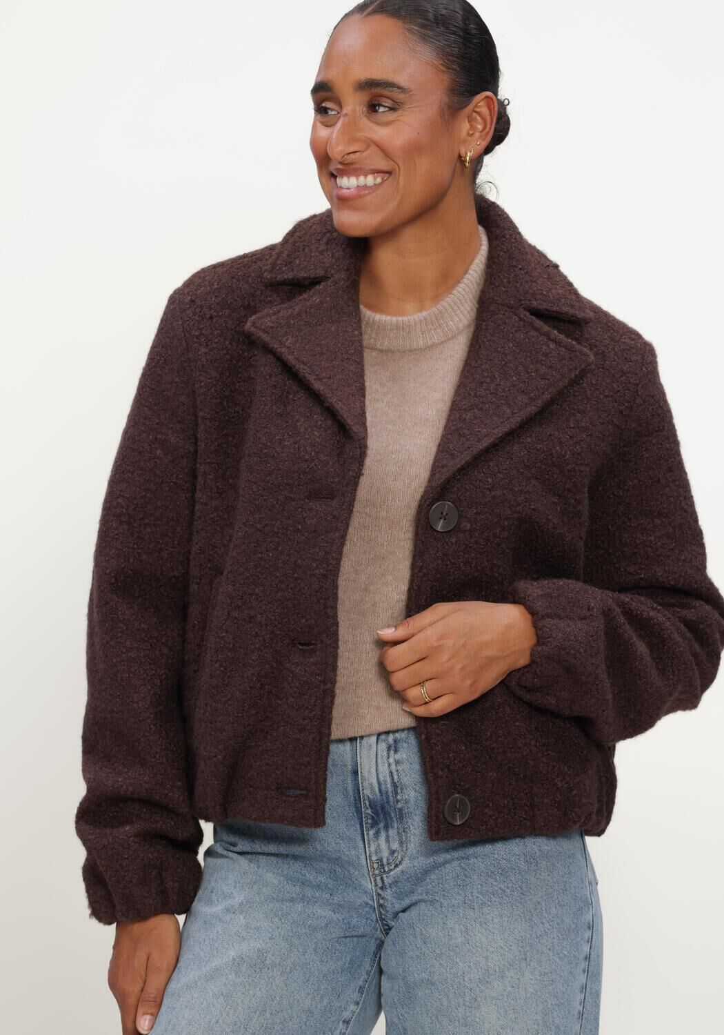 NUKUS Manteau Teddy MADELIN JACKET BOUCLE en marron - large