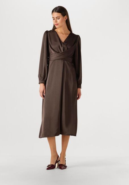 NEO NOIR Robe midi RIMINI HEAVY SATEEN DRESS en marron - large